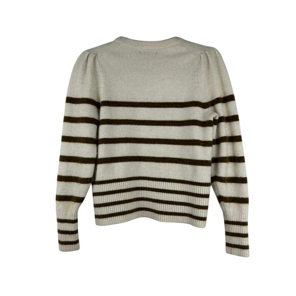 Banana Republic Women's Medium Stripe Puff Sleeve Wool & Alpaca Blend Sweater - Picture 3 of 12
